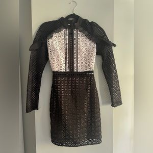 Self Portrait black white Lace Dress